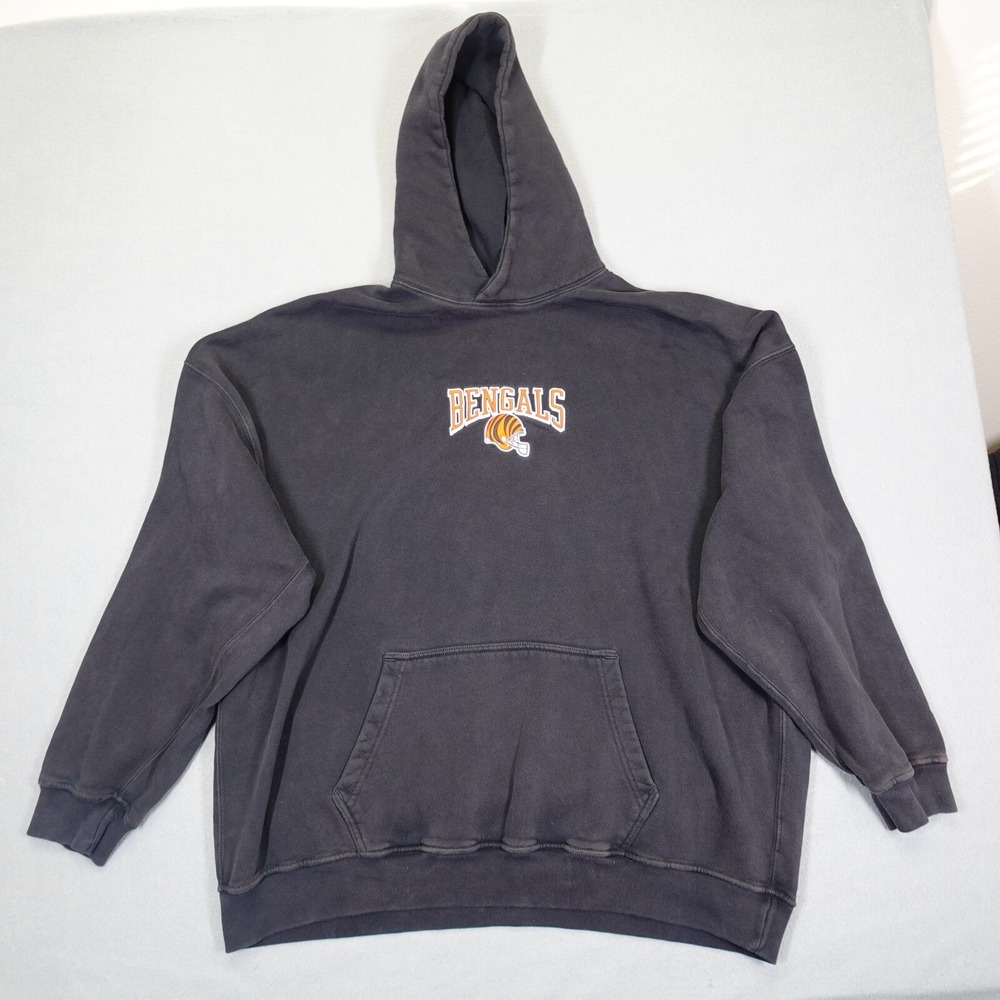 NFL Hoodie Mens XL Black Bengals Embroidered Logo Pullover Football Sweatshirt